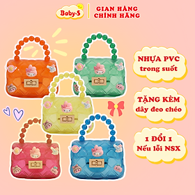 Túi đeo chéo cho bé tặng kèm sticker dáng mini đáng yêu Baby-S, Túi xách cho bé gái nhựa trong suốt cao cấp - STX041