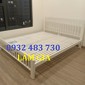 Mua Giường sắt hộp vuông cho gia đình rộng 1m6x2m_màu trắng
