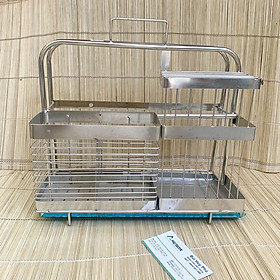 Mua Kệ cài dao  cài thớt  cắm đũa đôi inox 304 có khay hứng nước cao cấp