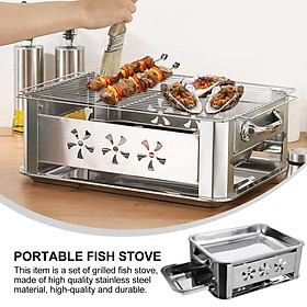Bếp nướng than tại nhà thép không rỉ Stainless Steel Fish Grill Stove, Portable Barbecue Stove