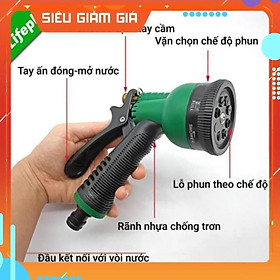 Vòi xịt nước tưới cây rửa xe 8 chế độ 206815