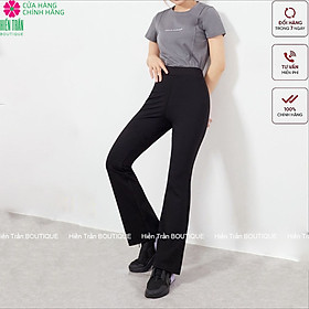 Quần ống loe Hiền Trần BOUTIQUE nữ lưng cạp cao co giãn form đẹp legging bigsize vải Umi Hàn dày dặn dáng dài