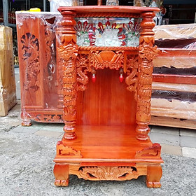 Mua Bàn thờ thần tài ông địa gỗ xoan ngang 48 cm quỳ trụ điện tử