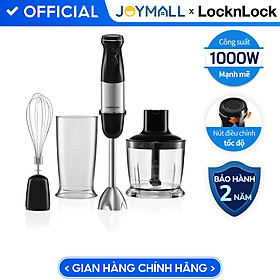 Máy xay cầm tay đa năng LocknLock Speed hand Blender EJM559BLK - Hàng chính hãng, lưỡi dao thép không gỉ - JoyMall