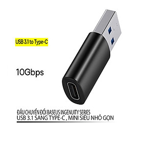 Đầu chuyển đổi Baseus Ingenuity Series USB 3.1 sang Type-C tốc độ truyền tải 10Gbps thiết kế nhỏ gọn - Hàng chính hãng