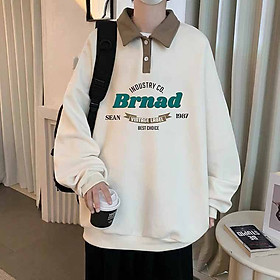 MẪU ÁO SWEATER POLO BA MÀU UNISEX NỈ HỌA TIẾT MỚI FORM RỘNG cổ bẻ cài cúc tay dài in chữ Brnad