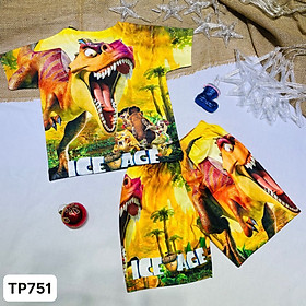 Đồ bộ bé trai thun lạnh 4 chiều in 3D hình khủng long t-rex Kunkun Kid TP294-457-751&BL206- quần áo size đại 10-60kg