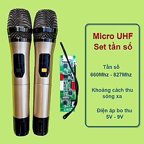 Mua Micro không dây UHF đôi cho loa kéo mạch loa kéo - SET được tần số - thân nhôm micro cho loa kéo - ampli