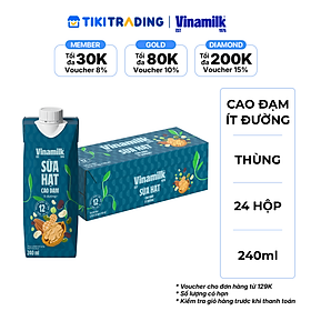 Thùng 24 hộp sữa hạt cao đạm ít đường Vinamilk 240ml