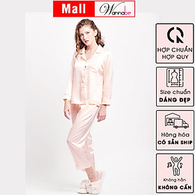 Đồ bộ mặc nhà nữ WANNABE BD35P đồ bộ quần dài áo tay ngắn pijama cổ điển viền gân sang chảnh sống mãi với thời gian