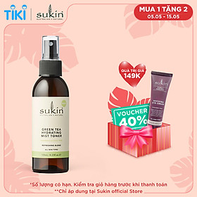 Nước Hoa Hồng Trà Xanh Dưỡng Ẩm Dạng Xịt Sukin Green Tea Hydrating Mist Toner 125ml