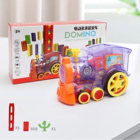 Tàu hỏa thả domino tự động xe đồ chơi làm từ nhựa ABS cao cấp an toàn cho bé (tặng kèm 2 viên pin)
