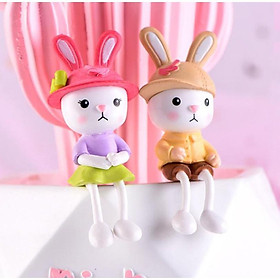 Mô hình cặp thỏ làm tiểu cảnh trang trí terrarium quà tặng trang trí