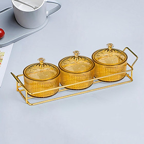 Snack Dishes Storage Container Fruit Tray for Countertop 3 Bowls Golden