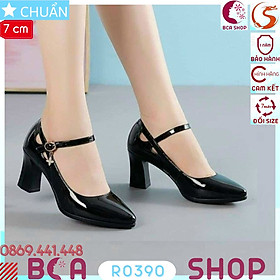 Giày cao gót nữ đẹp đế vuông 7p RO390 ROSATA tại BCASHOP - màu đen