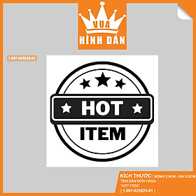 Set 100/200 sticker HOT ITEM (2.5x2.5cm) tem dán mini SẢN PHẨM BÁN CHẠY dán lên sản phẩm dành cho shop (1.097)