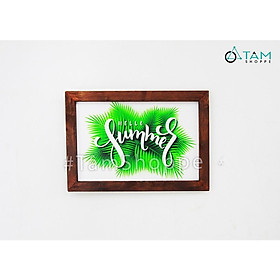 Mua Tranh gỗ phong cách nhiệt đới Tropical Hello Summer tone xanh lá TRG-32