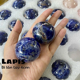 Cặp Bi Lăn Tay Đá Lapis Lazuli 4cm – Đá Xanh Tự Nhiên, Hỗ Trợ Thư Giãn – Trang Trí Bàn Làm Việc