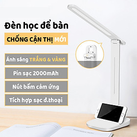 Đèn bàn học chống cận thị bảo vệ mắt điều chỉnh độ sáng cảm ứng, hỗ trợ 3 chế độ sáng công suất 7W pin sạc 5V/2000mAh 