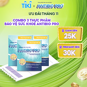 Combo 3 Thực Phẩm Bảo Vệ Sức Khỏe ANTIBIO PRO Hỗ Trợ Bổ Sung Lợi Khuẩn