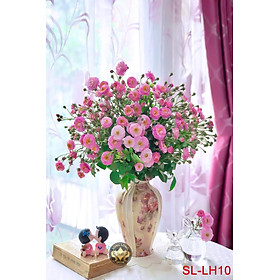 TRANH DÁN TƯỜNG 3D LỌ HOA ĐẸP LH10 - TRANH HOA HỒNG TRẮNG ĐẸP - YAN SHOP