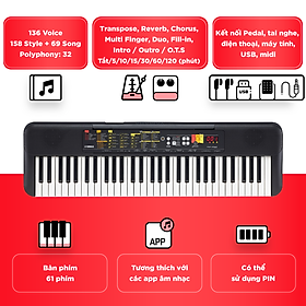 Đàn Organ điện tử/ Portable Keyboard - Yamaha PSR-F52 (PSR F52) - Màu đen - Hàng chính hãng