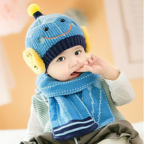 Bộ mũ khăn len cho bé mặt cười