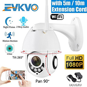 EVKVO - FREE Power Adapter - ICSEE XMeye APP Camera IP Rotate Kết nối wifi Camera chống trộm ngoài trời HD 1080P WIFI PTZ IP Camera CCTV Waterproof Tầm nhìn ban đêm hồng ngoại Home Security Surveillance Đàm thoại hai chiều ONVIF NVR Phát hiện chuyển động