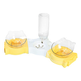 Bowls 15°Tilted Raised Cat Food Dishes, Automatic Water Bottle, Pet Feeder Food and Water Bowls, Wet and Dry Food Bowl Set for Cats