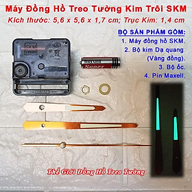 Máy Đồng Hồ KIM TRÔI Cao Cấp SKM NHẬT và Bộ KIM DẠ QUANG - Tặng Pin Maxell