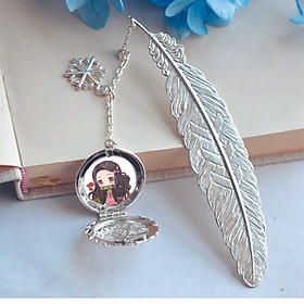 Bookmark lông vũ IN HÌNH Nezuko Kamado Demon Slayer - Thanh Gươm Diệt Quỷ anime chibi