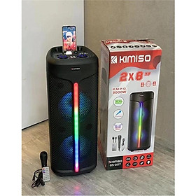 Mua Loa kéo di động Kimiso QS-227 - karaoke bass 2 tấc đôi - Kèm 1 micro có dây - Loa party kèm đèn led cực kỳ bắt mắt