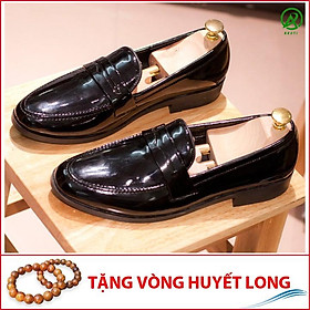 Giày Lười Nam Đẹp Băng Khuyết Da Bóng Rất Sang Trọng - M367-BONG- Kèm Vòng Gỗ Huyết Long