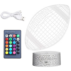 3D Rugby Football Led Night Light Illusion Lamp Color Changing Lights Bedside Table Desk Lamp with Touching & Remote