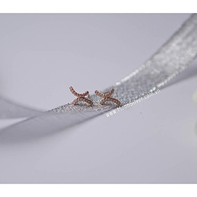 Khuyên tai bạc moonsilver, bông tai bạc chữ X vàng hồng