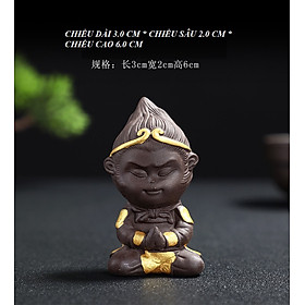 Tượng Tôn ngộ không gốm Tử Sa Tề thiên đại thánh trang trí bể cá ô tô, Mô hình tiểu cảnh, Đồ chơi bàn trà
