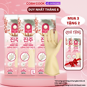 Mua 3 Tặng 2 Bộ 3 Đôi Găng Tay Cao Su Ngọc Trai Tay Lửng Size L