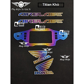 Combo Viền Đồng Hồ AirBlade AB 2020 - 2022 Titan + Cặp Tem Chữ AirBlade Titan + Cặp Tem Logo Cánh Chim Honda Lớn Titan MS4538