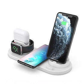 Đế sạc không dây đa năng 6 in 1, sạc nhanh không dây, dành cho iphone, sam sung, AirPods, Apple Watch...