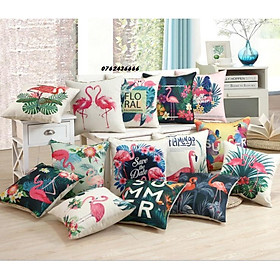 Mua Gối tựa lưng vuông sofa mẫu CHIM HẠC (chỉ vỏ gối không kèm ruột) size 45x45cm
