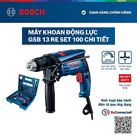 Bộ máy khoan động lực Bosch GSB 13 RE 650W SET 100 chi tiết