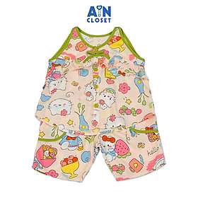 Bộ quần áo Lửng bé gái hoạ tiết Mèo Xanh Lanh lụa - AICDBGECFQVW - AIN Closet