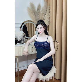 Váy Ngủ Mặc Nhà Hisexy 2 Dây Màu Trắng Lụa Có Mút Ngực MDL04