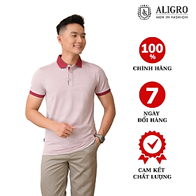 Áo polo, áo phông, áo thun cổ bẻ nam màu đỏ đô dệt kiểu V Aligro chất liệu cotton, không xù, không bám dính ALGPLO77