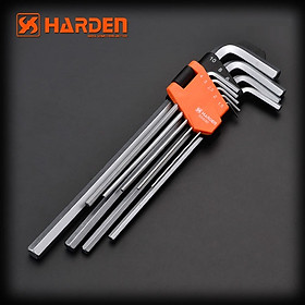 Bộ Lục Giác 09 Chi Tiết HARDEN 540608 Loại Dài, Hàng Chính Hãng, Được Làm Từ Chất Liệu Thép Chrome Vanadium, Độ Cứng Cao. Sản Phẩm Đựng Trong vỉ Nhựa Tiện Lợi Và Bền Đẹp. Thông số kỹ thuật: 1,5、2、2,5、3、4、5、6、8、10mm