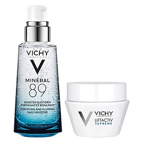 Bộ Tinh Chất Khoáng Cô Đặc Củng Cố Hàng Rào Bảo Vệ Da Giúp Da Căng Mịn & Rạng Rỡ Vichy Mineral 89 (50ml) + Kem Dưỡng Chống Nhăn, Làm Săn Chắc Da Ban Đêm Liftactiv Supreme (15ml)