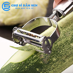 Mua Dao bào rau củ quả inox đầu ngang đa năng 3 trong 1 có thể thái sợi  gọt mắt  bào vỏ siêu bén G30-Daobao-ngang