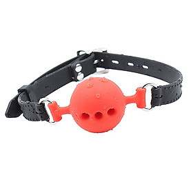 Hình ảnh sách Open Breathable Leather Paly Buckle Belt Silicon Mouth Gag for Women