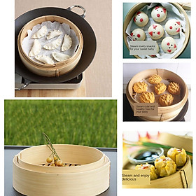 Asian Bamboo Steamer Basket Classic Dumpling Food Meat Buns Steamer Lid Cookware