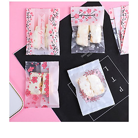 Mua 100c Túi đựng bánh Cookie  túi đựng kẹo Nougat  vỏ kẹo Size 7x10 cm Hoa Anh Đào (4 in 1) - túi hàn miệng